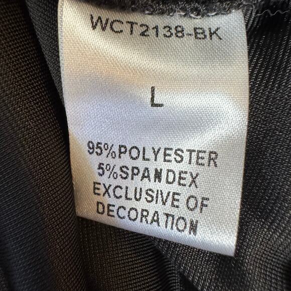 THML Women's Black Velvet Puff Sleeve Top Sheer Crewneck Size L Holiday Work - Picture 4 of 8